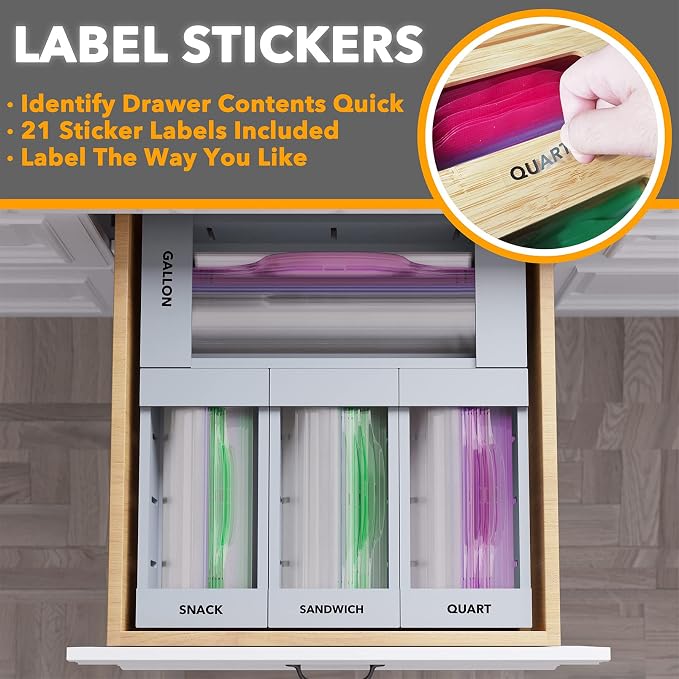 SpaceAid Bag Storage Organizer for Kitchen Drawer, Bamboo Organizer, Compatible - Image 4