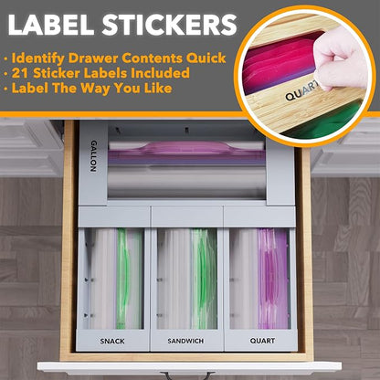 SpaceAid Bag Storage Organizer for Kitchen Drawer, Bamboo Organizer, Compatible - Image 4