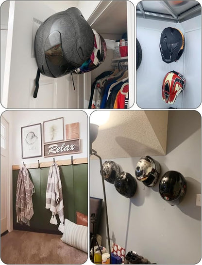 4 Pack Helmet Hooks Motorcycle Helmet Holder Hook Wall Mount Helmet Storage - Image 6