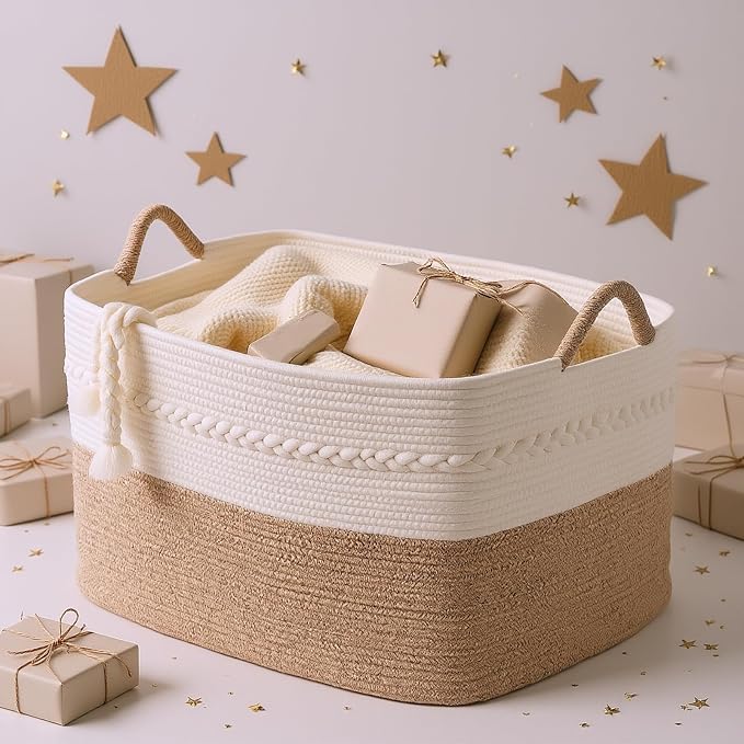 Extra large laundry basket woven from natural cotton rope - Image 7