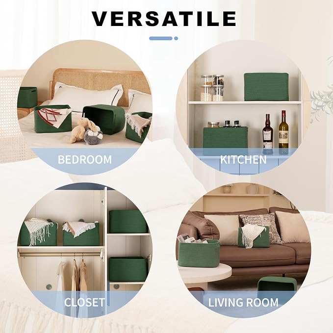 4 Pack Storage Baskets for Organizing, Woven Baskets for Shelves - Image 4