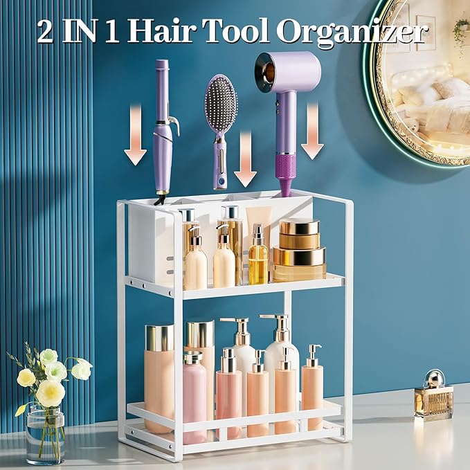 SanDream Hair Tool Organizer Bathroom Countertop, 2-Tier Metal Bathroom - Image 5