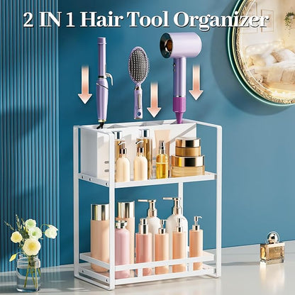 SanDream Hair Tool Organizer Bathroom Countertop, 2-Tier Metal Bathroom - Image 5