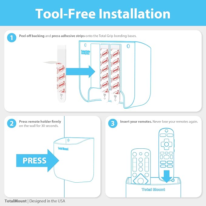 TotalMount Hole-Free Remote Holder – Eliminates Need to Drill Holes in Your Wall - Image 8