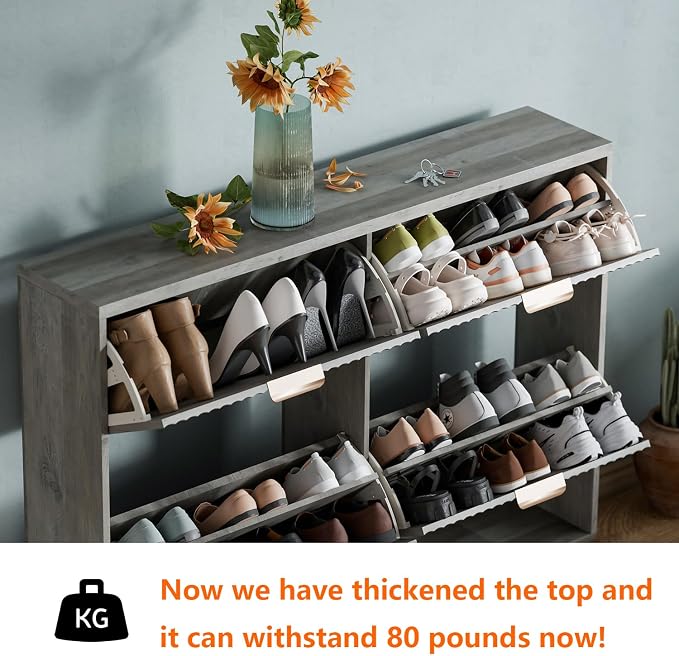 Shoe Cabinet Storage, Modern Freestanding Organizer - Image 4