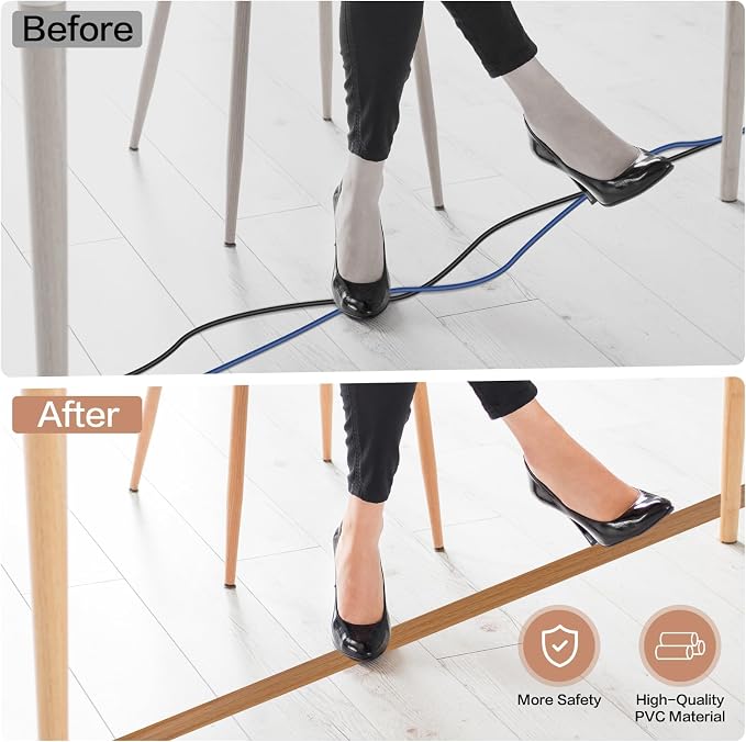 Floor Cord Cover Self Adhesive Cord Hider Floor Extension Cord Covers - Image 5