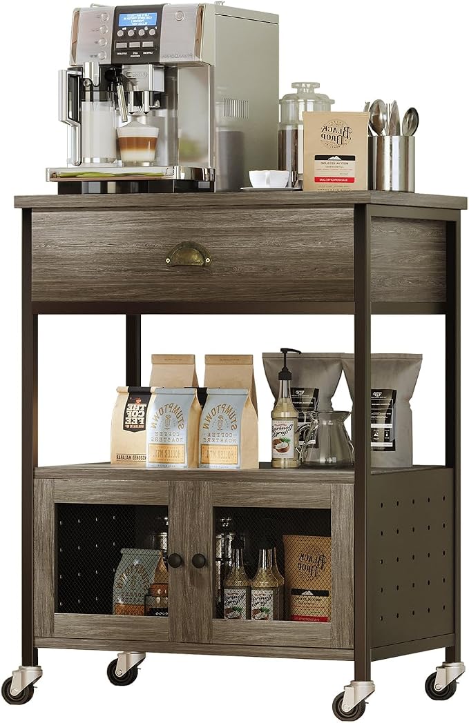 Catrimown Coffee Cart Station, Coffee Stand Station, Small Microwave Stand - Image 8