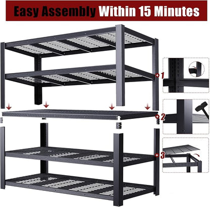 62" W 3050LBS Storage Shelves Unit, 5 Tier Heavy Duty Metal Shelving Unit and - Image 7