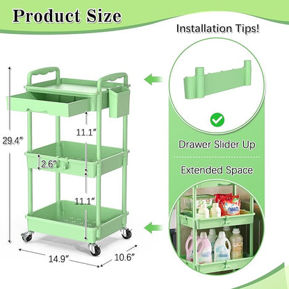 SUNALLY 3-Tier Rolling Cart - Image 2