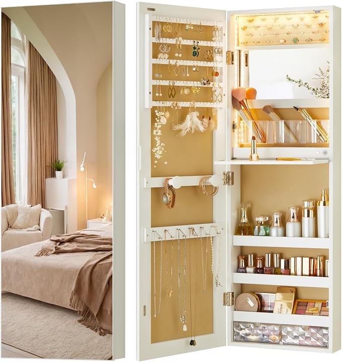 LUXFURNI Mirror Jewelry Cabinet Wall Mounted by LUXFURNI