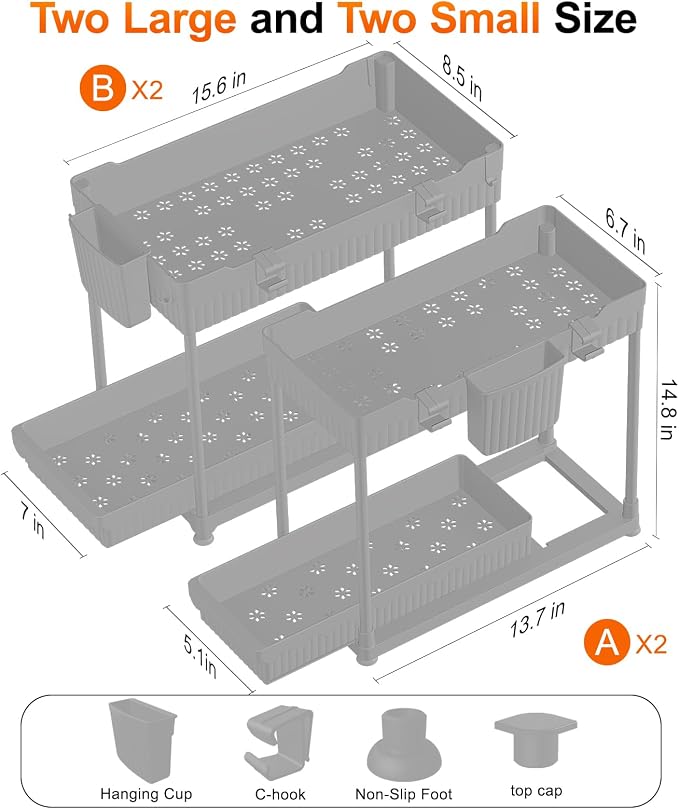 Sevenblue 4-Pack 2-Tier Under Sink Organizer - Image 2