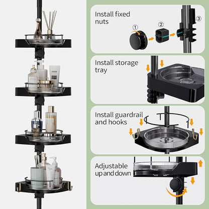 akinbas 360° Rotating Shower Caddy Tension Pole - Image 5