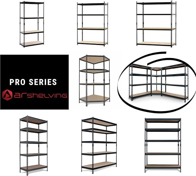 AR Shelving Pro Series Garage Storage Corner Shelving Unit — 4-Tier, Matte Black - Image 3