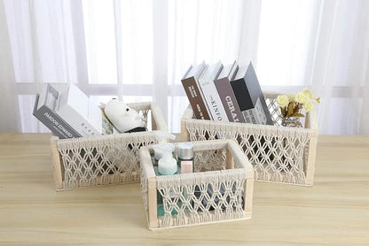 Macrame Baskets for Storage Set of 3, Perfect Pampas Grass Holder - Image 4