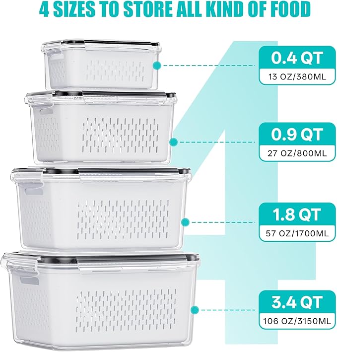 HOMETALL 4 Pack Fruit Storage Containers - Image 3