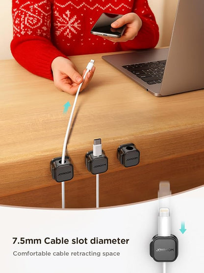 6 Pack Magnetic Cable Clips Cord Holder, Under Desk Cable Management, JOYROOM - Image 3