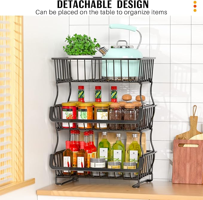 3-Tier Rolling Pantry Organizers and Storage Cart - Image 6