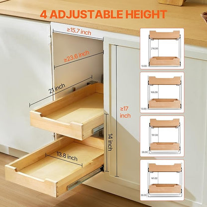 VEVOR 2 Tier Pull Out Cabinet Organizer, Soft Close Slide out Shelf, Heavy-Duty - Image 5