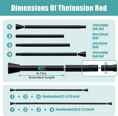 AIZESI 2pcs Tension Curtain Rod Spring Tension Rods - Image 2