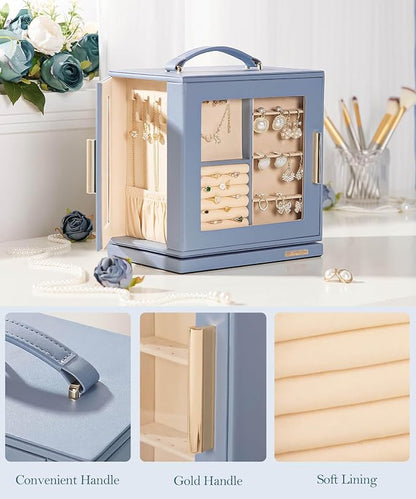 Homde Christmas Gifts Jewelry Box 360° Rotating, Necklace Earring Organizer - Image 5
