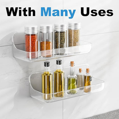 Adhesive Shower Caddy, 2 Pack Acrylic Bathroom Shelves, No Drill Wall Mount - Image 7