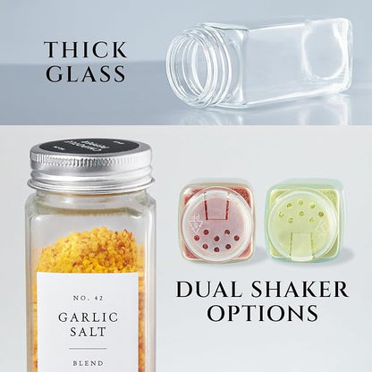 FINESSY Glass Spice Jars with Labels with Metal Lids and Shakers 24 Pack Set - Image 5