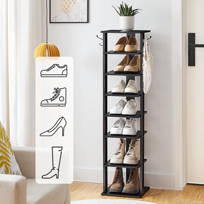 HOOBRO 8 Tiers Vertical Shoe Rack, Wooden Shoe Storage Organizer - Image 2