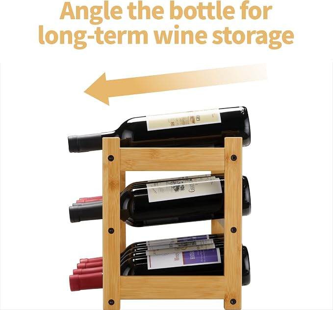 VASMIA Bamboo Wine Rack, Sturdy and Durable Wine Storage Cabinet Shelf - Image 5