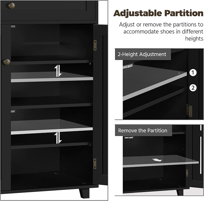 Yaheetech Shoe Cabinet, 4-Tier Shoe Storage Cabinet - Image 4