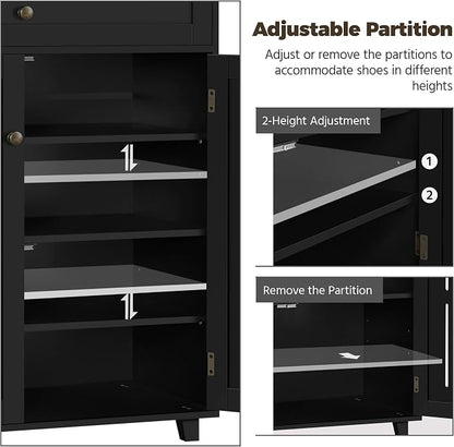 Yaheetech Shoe Cabinet, 4-Tier Shoe Storage Cabinet - Image 4