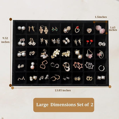 Large Velvet Jewelry Tray 2 Pack Stackable Jewelry Display Drawer Inserts Trays - Image 4