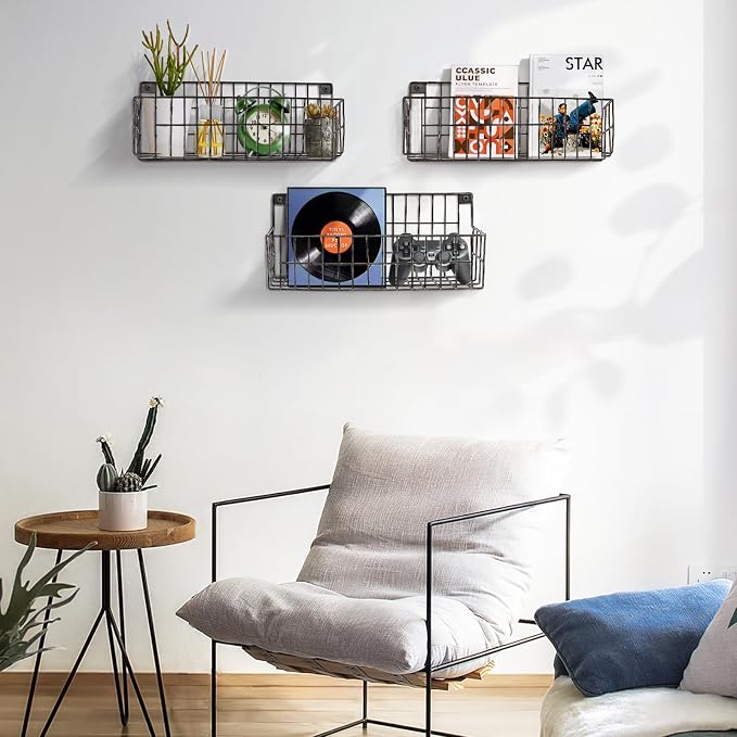 FamilyKit 4 Set Extra Large Hanging Wall Wire Baskets, Sturdy Wall Organizer - Image 8
