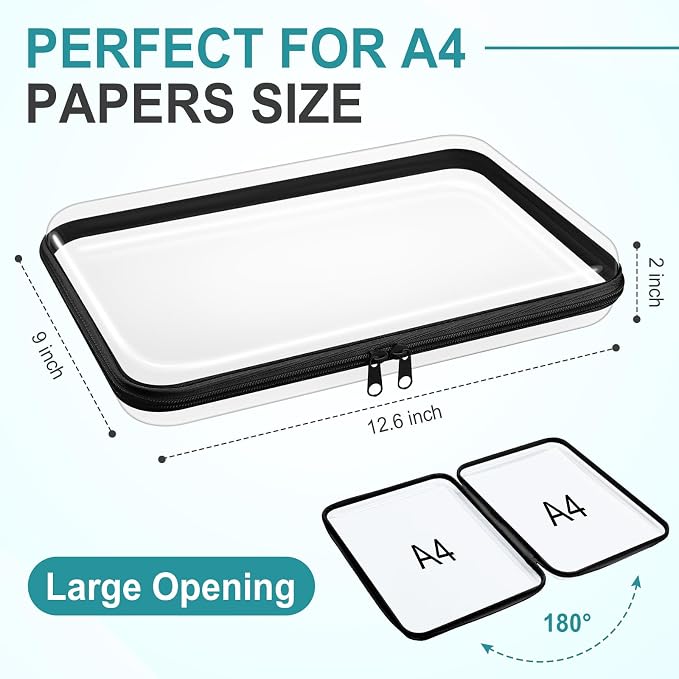 Sanwuta 6 Pcs Clear Hard Zipper Case Hard Plastic Zipper Pouches Transparent - Image 2