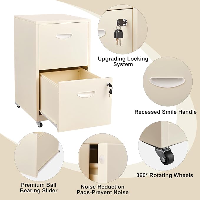 2 Drawer Mobile File Cabinet - Image 4