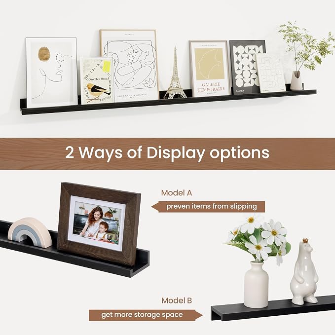 Picture Ledge Shelf, Floating Shelves Set of 2, 48 Inches Solid Wood Nursery - Image 6