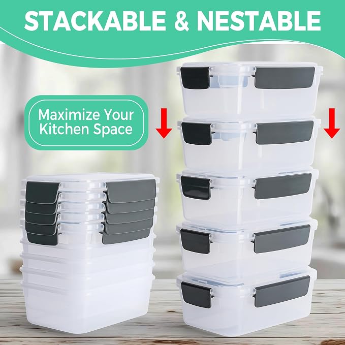 YORY 3 cup Plastic Food Storage Containers - Image 2