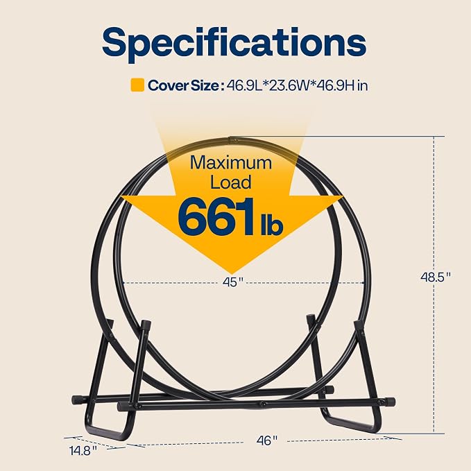 VIVOHOME 48 Inches Firewood Log Rack Hoop - Image 7