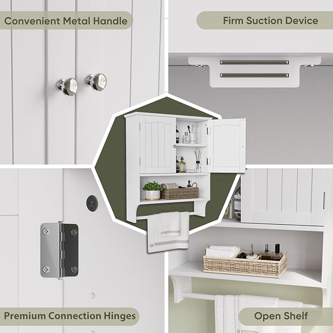 Smuxee White Bathroom Cabinet Wall Mounted - Image 5