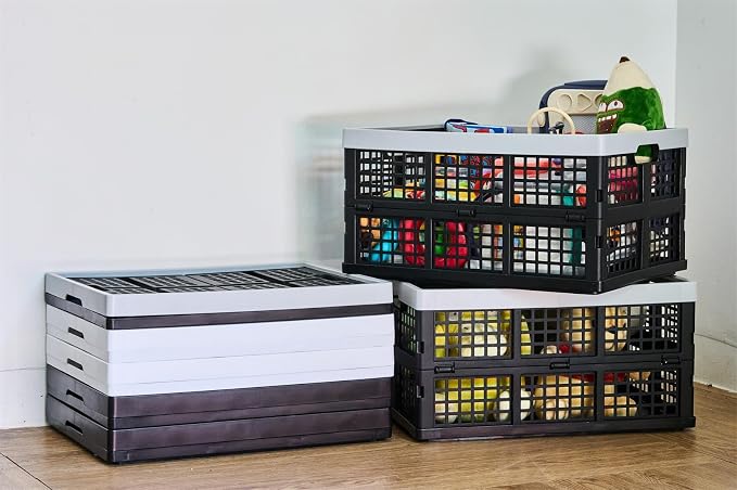 3-Pack Plastic Collapsible Storage Crates-30L, Foldable Plastic Crates - Image 7