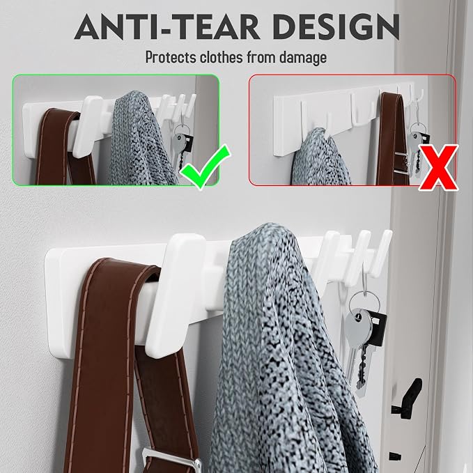 White Coat Rack Wall Hooks for Hanging Heavy Duty Door Hooks - Image 7