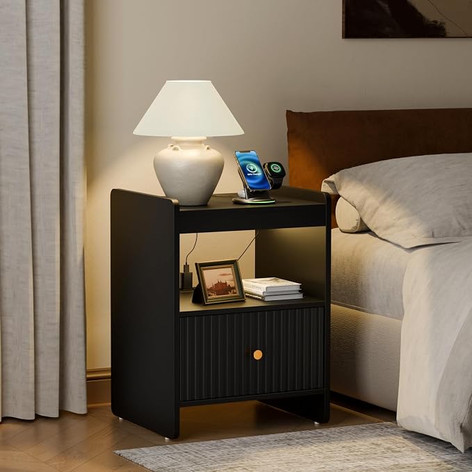 HIFYOBRO 21.6" Tall Fluted Nightstand Set, End Table - Image 2