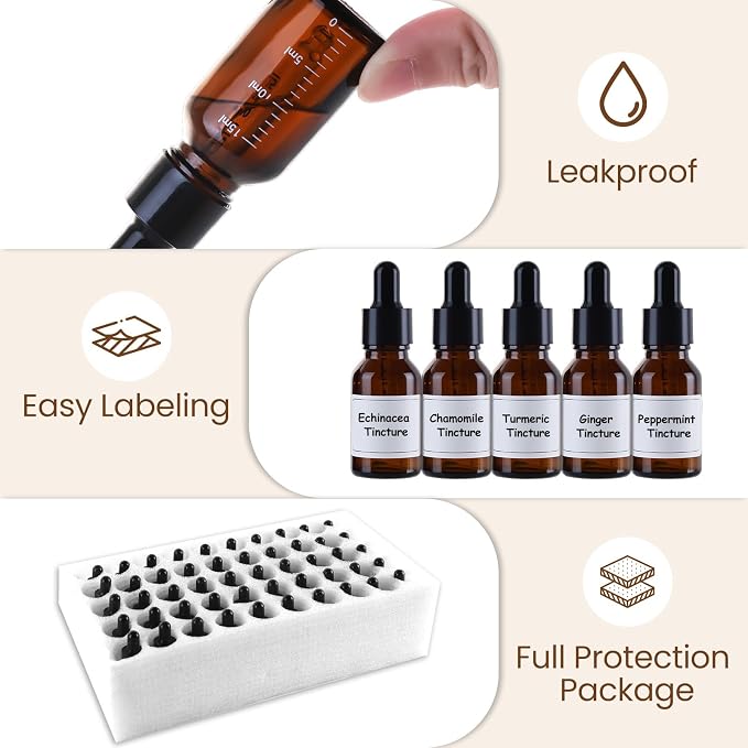 50 Pcs 1/2oz Amber Glass Dropper Bottles - Image 7