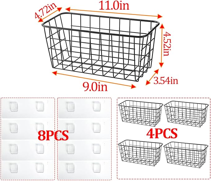 Hanging Kitchen Baskets Adhesive Sturdy Wire Storage Baskets - Image 2