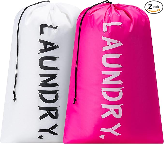 2 Pack 28" x 40"Travel Laundry Bag, Machine Washable Dirty Clothes Organizer by Unknown