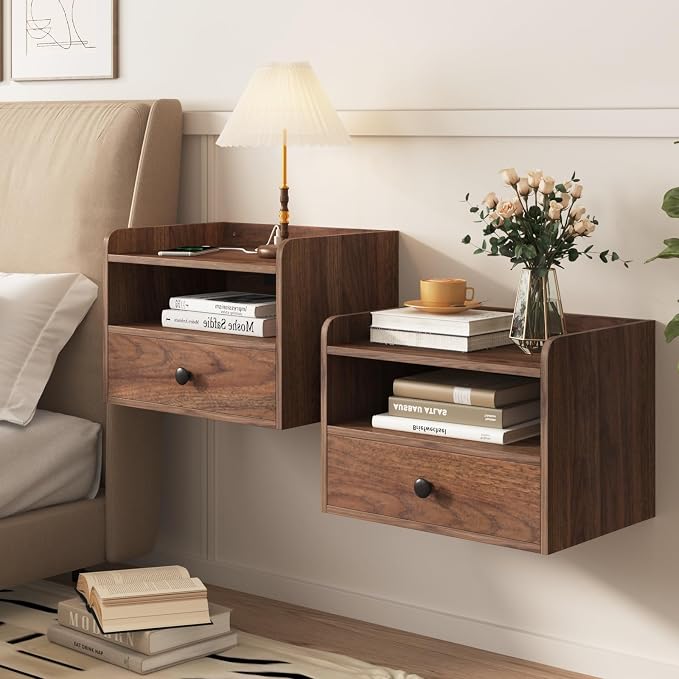 Floating Nightstand Set of 2 Modern Night Stands by HOME