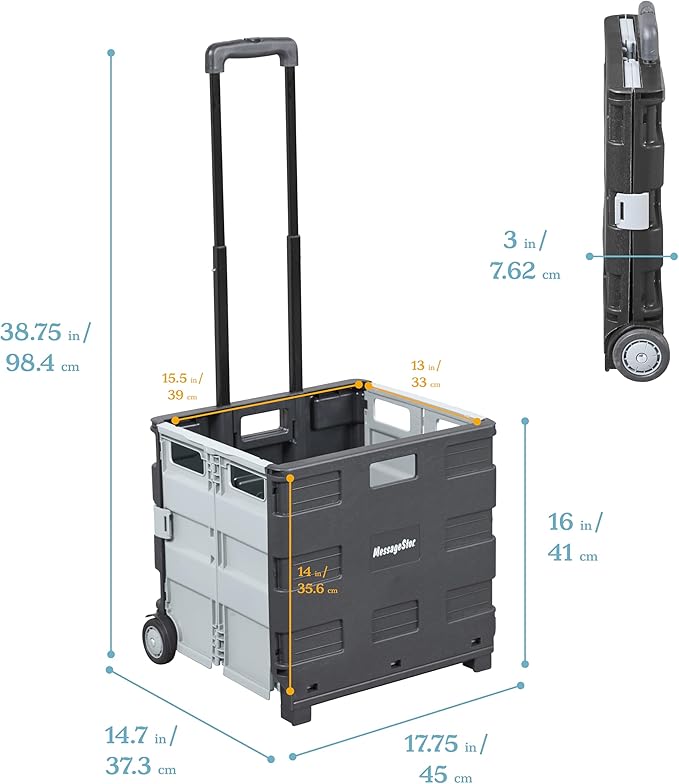 ECR4Kids Universal Collapsible Rolling Utility Storage Cart, Mobile Organizer - Image 2