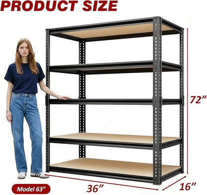 Durstruct 2400LBS Storage Shelves 5 Tier Adjustable Garage Storage Shelving | - Image 3