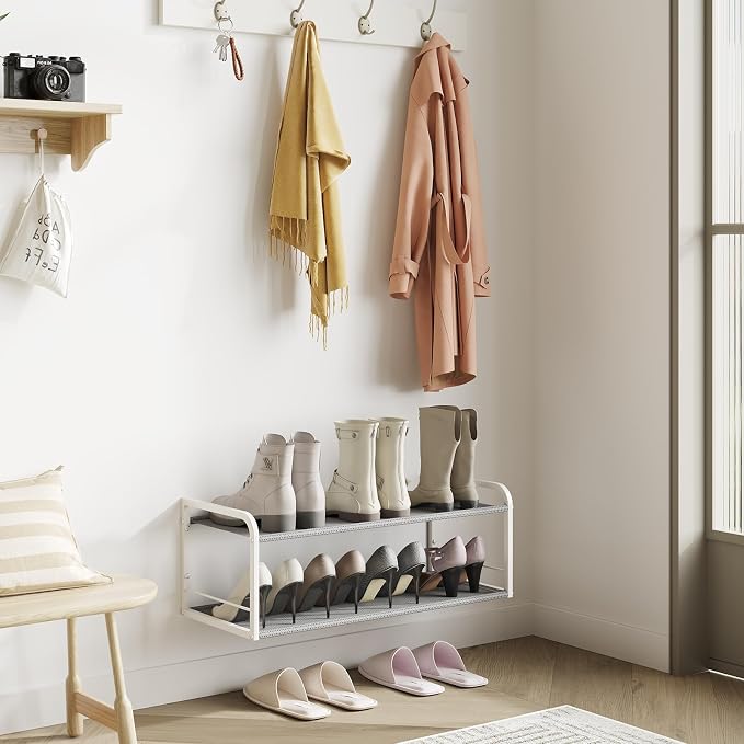 Wall Mounted Shoe Rack, Carbon Steel Shoe Organizer - Image 3