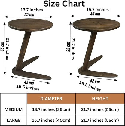 C-Shaped Handmade Solid Wood End Table, Side Table - Image 6