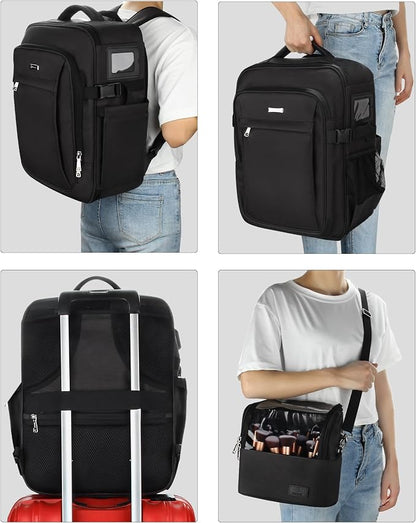 Relavel Professional Makeup Case Makeup Backpack and Makeup Brush Case - Image 5